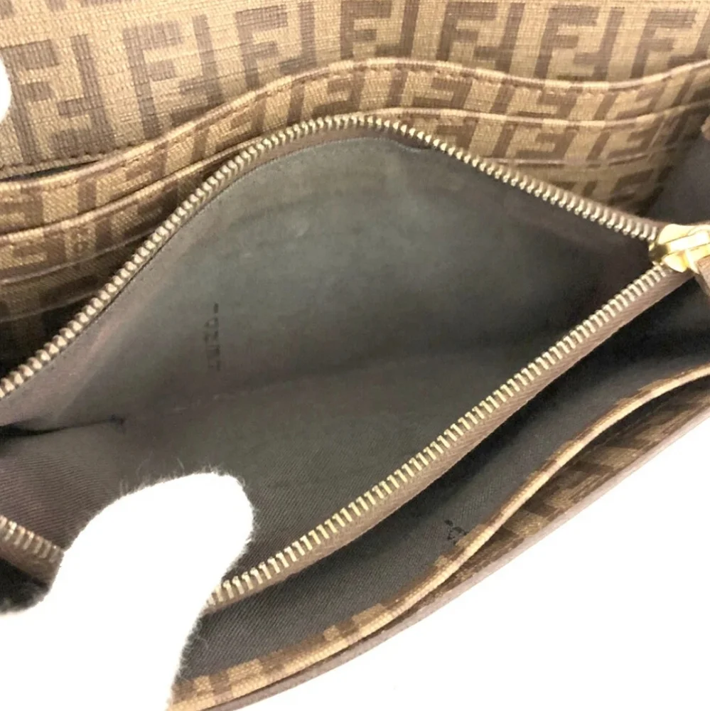 FENDI FF Brown & Gold Zucchino Long  Wallet (VERY GOOD)✨️🖤✨️ - Picture 6 of 8